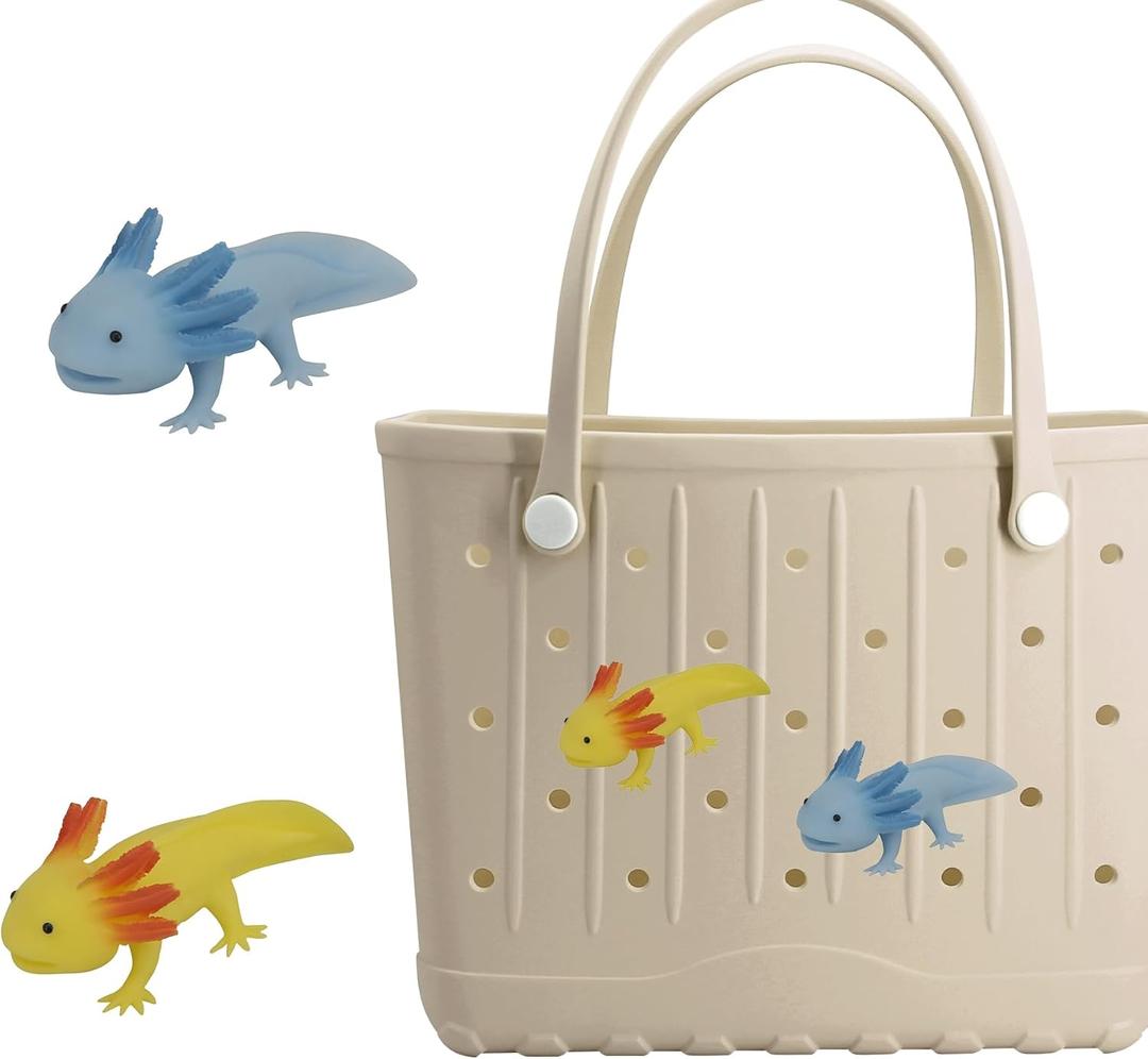 Charms for Bogg Bag, 3D Animals Accessories With Sturdy Clips for Totes, Rubber Bag Cute Accessories, Decoration Charms for Girls Women (2 salamanders)