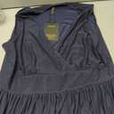 WOOSEA Women Sleeveless Deep V Neck Sexy Mesh Loose Maxi Casual Long Dress Navy Blue, XXL