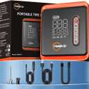 Tire Inflator Portable Air Compressor -Upgraded Air Pump for Car Tires with Tire Pressure Gauge (Max 150 PSI), Auto Shut-Off Tire Pump with LED Light for Car Motor Bike Ball (Matte Black & Light Orange)