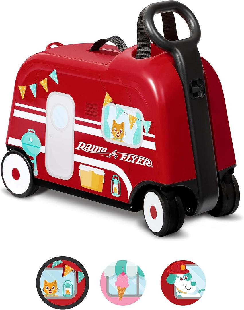 Radio Flyer 3-in-1 Happy Traveler Camper, Ride on Toy, Toddler Carry-On Storage, Ages 2-5