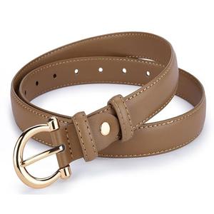 UIRLINXUAN Fashion Women's Leather Belts for Jeans Dresses Ladies Belt Solid Gold Buckle Pin Buckle Designer Belt for Pants (Brown, L: Fit waist size 38"-42")