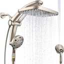 Rain Shower Head with Handheld High Pressure rainfall Shower Heads with Handheld Spray Combo Adjustable one-piece stand daul shower head Built-in Magnetic Docking and Power Jets-Nickel