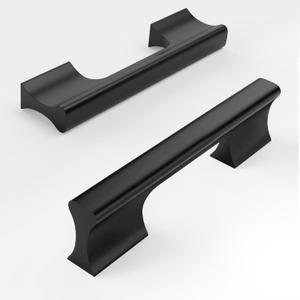 10 Pack 5 Inch(128mm) Matte Black Modern Rectangular Ambidextrous Pull Handles, Kitchen Cabinet Hardware, Drawer Pulls