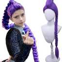 MAGQOO Purple Braid Wig Kids Girls Light Purple Wig Long Braids Wigs Hair Cosplay Costume Party Wigs