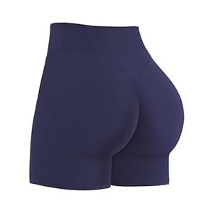 Sunzel Women's Invisible Butt Scrunch Shorts, High Waisted Biker Shorts, Gym Workout Yoga Running Shorts with Tummy Control 4" Inseam Ash Blue Medium
