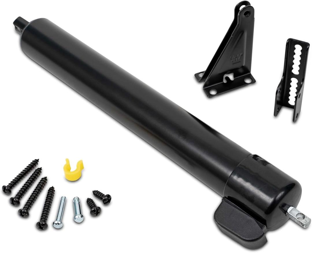 Ideal Security 9700 Heavy Pneumatic Touch & Hold Storm and Screen Door Closer for Wood, Aluminum, and Vinyl Doors, Silent and Smooth Closing, 11.5", Black