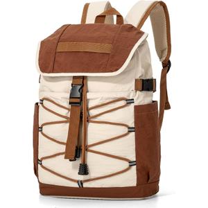 Travel Backpack for Women Men, 15L Lightweight Laptop Daypack with Multiple Pockets for Tourist, Daily College Bookbag for School, Casual Packable Bagpack for Hiking (Khaki)