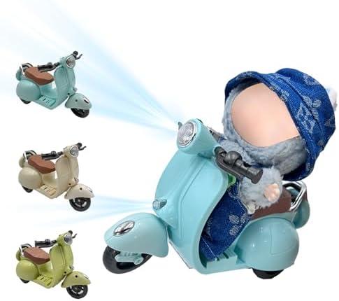 WEIRAN Accessories for Doll- Scooter Toy with LED Lights & Music for 17cm Doll, Cute Motorcycle Toy, Decor Desktop Ornaments for Dolls Collectors (Blue)