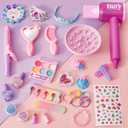 Golray Hair Styling Doll Head Makeup Kit Nail Art Girls Toys,Hair Salon Toy/ Real Cosmetics Nail Polish,Hairdryer Curling Iron Stylist Play Toy Princess Girl Birthday Gifts 3 4 5 6 7 8+ Years Old