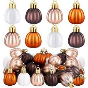 36 Pcs Thanksgiving Pumpkin Hanging Ornaments Fall Tree Decorations Mini Pumpkin Ball Decorations Farmhouse Fall Ornaments for Small Tree for Autumn Halloween Christmas(Neutrals)