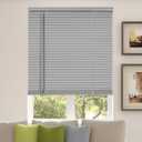 CALYX INTERIORS Room Darkening Vinyl Mini Blinds, Cordless, 1" Slat, 22.5" W x 36" H, Light Gray