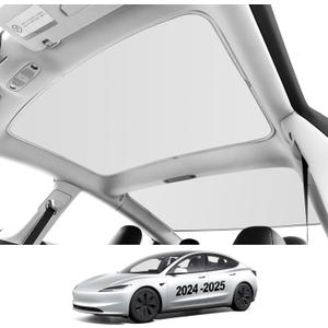 Roof Sunshades for Tesla Model 3 2026, Upgraded Sunroof Shade Sunshade Roof Sun Shade for 2024-2026 New Tesla Model 3 Highland Accessories(Ice White)_12Pcs Clips
