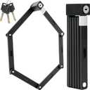 Folding Bike Lock - Award Winning Patented Lightweight High Security Bicycle Lock - Heavy Duty Anti Theft Smart Secure Guard with Key and Case for Bikes or Scooter (Black)