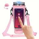 B WELL Water Bottle Sling Bag. Pink. Convenient Phone Pocket. Adjustable Strap