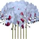 FagusHome 32 Inch Artificial Phalaenopsis Flowers 6 Pcs Artificial Orchid Flowers Stem Plants for Home Dcor (Pure White)