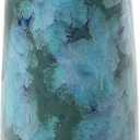 Deco 79 Glass Handmade Vase with Silver Rim, 10" x 10" x 34", Teal