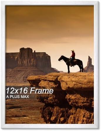 A PLUS MAX 12x16 Picture Frame White Light Weight Wall Mount | 12 x 16 Inch White Wood-grain Engineered Wood Material Frame for 12by16 Rectangular Photo Poster - 1 Pack/White/12x16