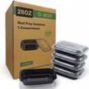 G-BOX Meal Prep Containers with Lids - 28 OZ | 50 Pack | 1 Compartment Food Containers with Lids [Meal Prep, Bento Box, Stackable, Reusable, Dishwasher Safe, Microwave Safe, Freezer Safe]