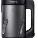 Philips Viva Collection SoupMaker, 1.2 L, Makes 2-4 servings, 6 Pre-set Programs, SoupPro Technology, Soup in Less than 18 Minutes, Eeasy Clean, Recipe Book, Black and Stainless Steel (HR2204/70)