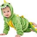 Unisex Baby Animal Costume Pajamas, Infant Flannel Hooded Halloween Romper Cosplay Costume/Homewear/Sleepwear (3-4T/Height:39"-43", Dinosaur)