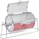 7.09" X 4.72" Small Raffle Drum Upgraded Ticket Spinner Holds 600 Tickets Raffle Wheel Spinner with Stand Drum Cage for Games Events(Silver)