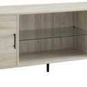 Walker Edison Saxon Mid Century Modern 2 Door Glass Shelf TV Stand for TVs up to 80 Inches, 70 Inch, Birch