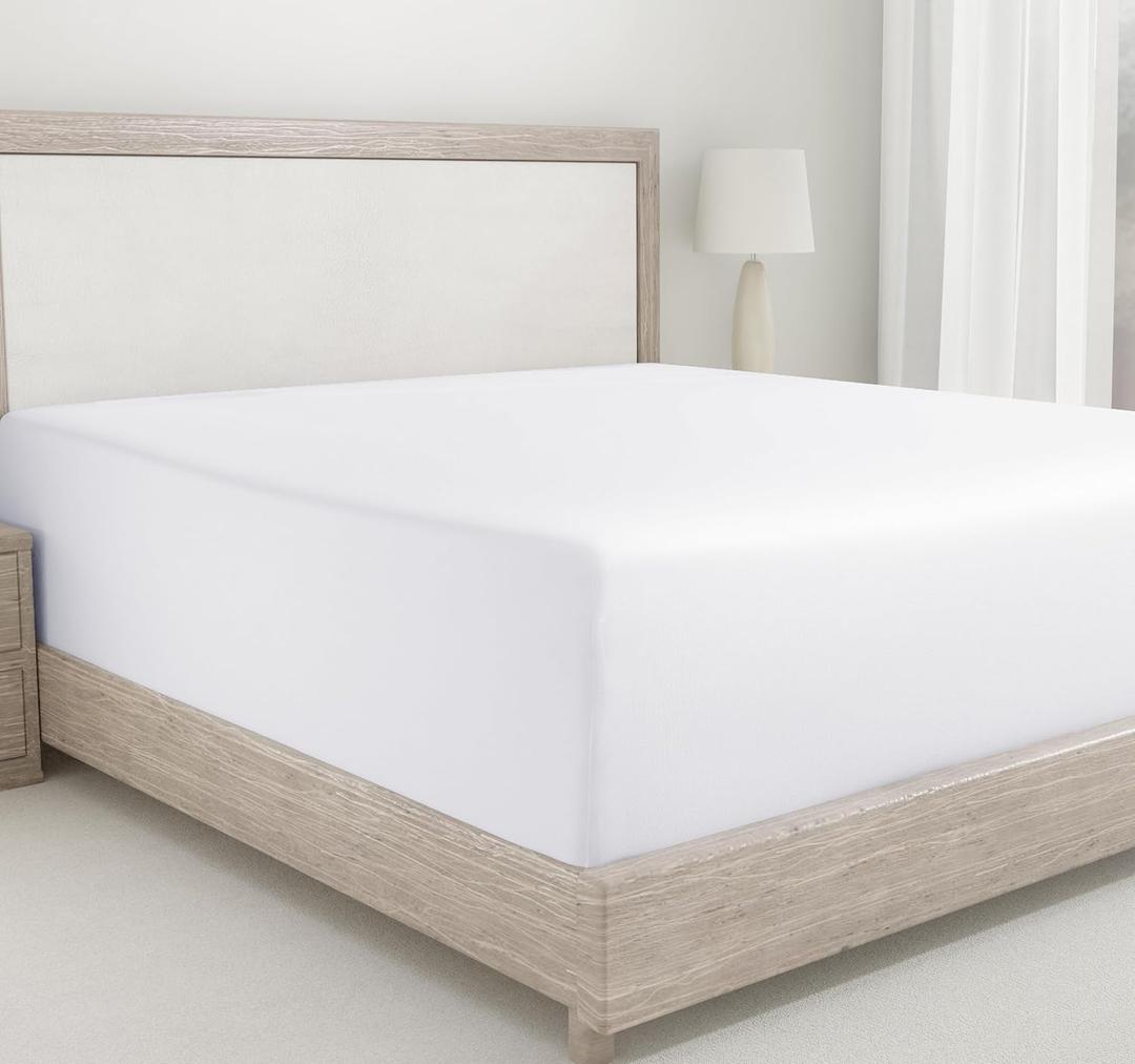 California Design Den King Size Fitted Sheet White, 100% Cotton 400 Thread Count Sateen, Deep Pockets, Durable Fitted Sheet Only (King, White)