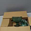 WAIT FLY Vintage Embossed Stripe Glass Dessert Bowl, Footed Trifle Bowl Ice Cream Bowl Serving Bowl-Green Pack of 6