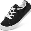 BENPAO Women's Canvas Slip On Shoes White Black Fashion Sneakers Loafers Shoes for Women (11)