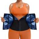 TrainingGirl Waist Trainer for Women Lower Belly Waist Trimmer Corset Tummy Wrap Workout Sweat Belt Band Sports Sauna Suit (X-Large, Black-blue Inner)