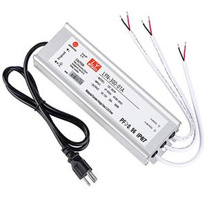 LED Driver 300 Watts (100W X3) 25A Waterproof IP67 Power Transformer Adapter 90-265V AC to 12V DC Low Voltage Output, with 3-pin Plug 3.3 ft LED Cable for LED Lighting Outdoor Light and Any 12V DC