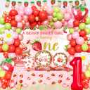 Berry First Birthday Decorations, Strawberry 1st Birthday Party Decorations, Berry Sweet One Party Supplies with Plates, Napkins, Forks for Fruit One Year Old Party Idea
