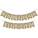SWYOUN Burlap Ramadan Kareem Banner Supplies Muslim Fireplace Mantel Decoration