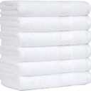 Amazon Basics 6 Piece hand towels for bathroom, Fade Resistant 100% Cotton Hand Towels, soft absorbent bathroom hand towels 6 - Pack (26''x16''), White