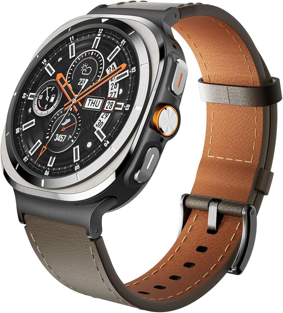 MioHHR Compatible with Samsung Galaxy Watch Ultra 47mm Bands for Men Women, Solid Metal Stainless Steel Strap Replacement Bands for Galaxy Watch 7 Ultra 47mm (2024), Coffee