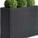 Rectangular Rattan Planter 3 Pc Color Gray 99 x 8 x 79 cm
