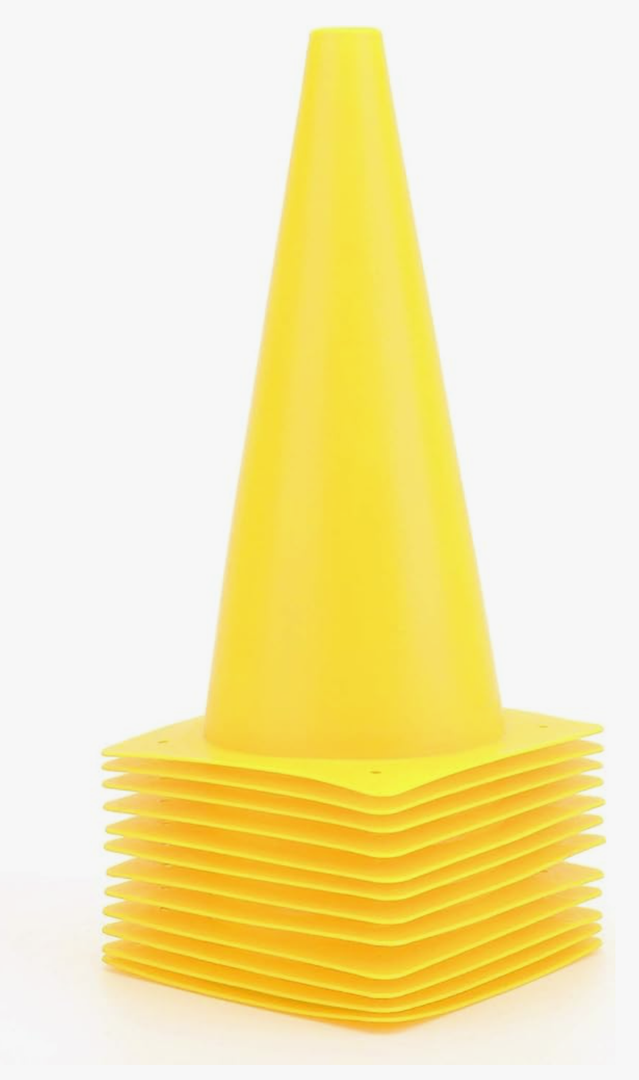 12 Inch Traffic Training Cones, Plastic Safety Parking Cones, Agility Field Marker Cones for Soccer Basketball Football Drills Training, Outdoor Sport Activity & Festive Events - 6 Colors
