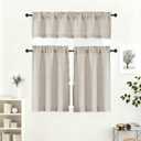 Lecloud Valance for Window 12 Inch Length, Light Filtering Faux Linen Textured Kitchen Curtains, Airy Short Drapes with Rod Pockets for Bathroom Basement Farmhouse, 60" W x 12" L 1 Panel, Linen Color