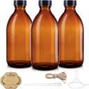 8oz Amber Glass Bottle with Lids, 3 Pack Glass Bottles for Vanilla Extract