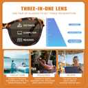 FONHCOO Progressive Multifocal Sunglasses for Women, Square No Line Reading Sunglasses Outdoor Sun Readers UV400 Protection