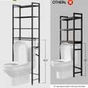 BIGITTA Over the Toilet Storage Rack,4-Tier Adjustable Bathroom Organizer Over Toilet with Storage Basket & 4 Hooks,Space Saving Shelf for Washer & Mini Fridge,Rustproof,Black Metal