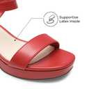 DREAM PAIRS Women's Platform Heels Block Chunky Open Toe Ankle Strap Heel Fashion Wedding Party Dress Sandals Shoes, Size 7.5, Red