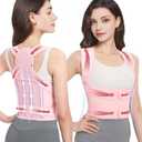 Posture Corrector for Women & Men, Adjustable Back Brace Shoulder Straightener with Full Back Support for Upper & Lower Back Pain, Spine Alignment, Hunchback & Scoliosis Relief (Large, Pink)