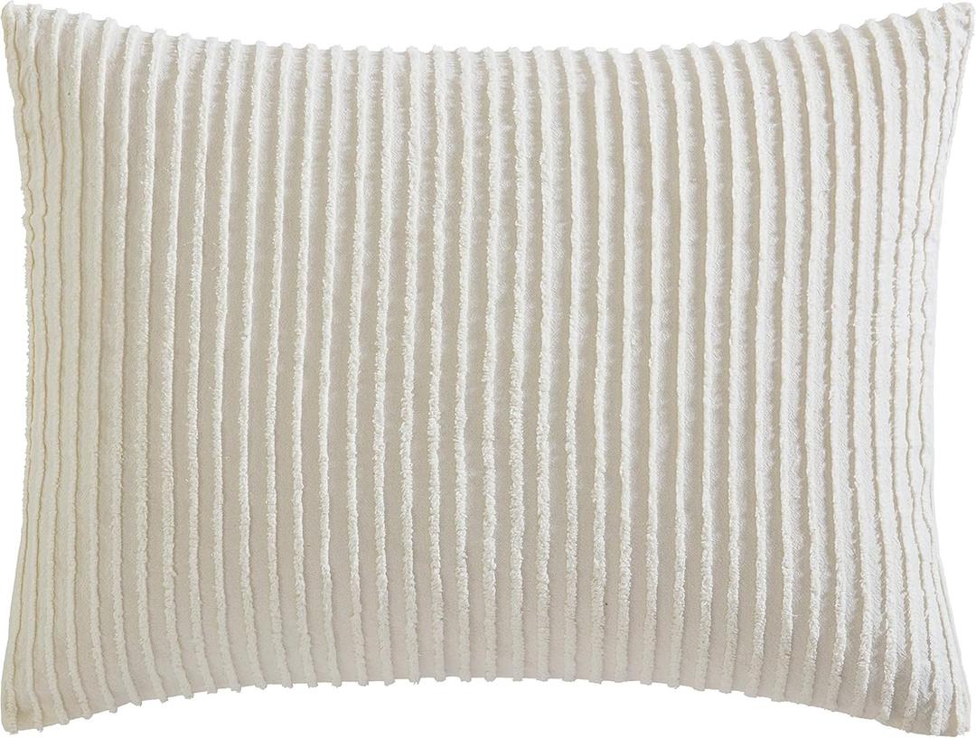 Beatrice Home Fashions Channel Chenille, Standard Sham, Ivory