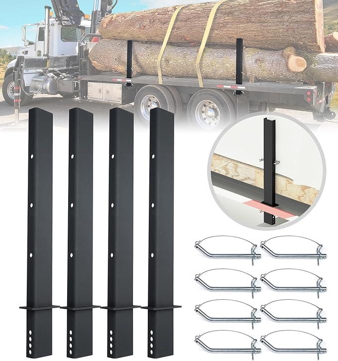 Heavy Duty C Channel Pipe Stake with Anti-Lost Cable, 30 Inch Adjustable Stake for Flatbed Trailer, 4 Pack