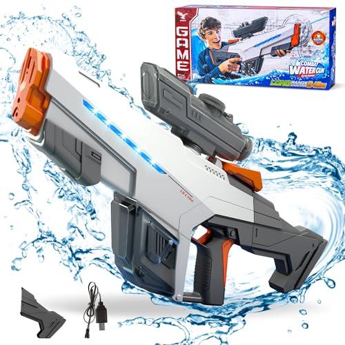 Automatic Electric Water Gun with Flashing Lights for Kids Adults,Range of 32 FT,Dual Batteries and 930CC High Capacity,Nice Gift for Kids & Adults