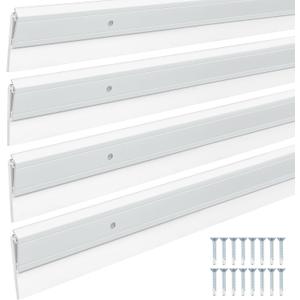FoldTier 4 Pcs All-Season Door Sweep for Bottom of Door Exterior and Interior, Aluminum Alloy and Rubber, Commercial Weather Stripping Draft Stopper for Threshold Seal (1-3/4 x 36 Inch,White)