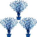 Crowye 3 Pieces Metallic Foil Spray Centerpiece Birthday Table Decoration Star Burst Centerpieces Graduation Table Decor for Birthday 2026 Party Holiday(Blue)