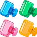 4 Pack Travel Toothbrush Head Covers Toothbrush Protector Cap Brush Pod Case Protective Portable Plastic Clip for Household Travel, Bathroom, Business, Camping, School (Green, Blue, Orange, Pink)