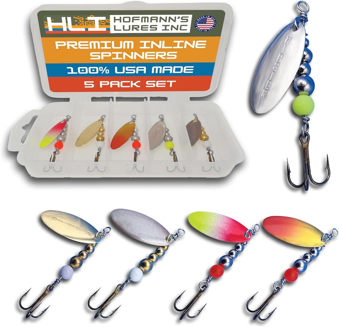 Hipster Pro Pack Trout Spinners - Proven Inline Spinner Baits, Premium Rooster Tail Fishing Lures for Trout and Salmon River Fishing, 100% USA Made by Hofmann's Lures